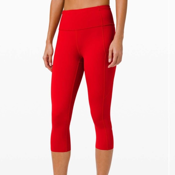 Lululemon Fast and Free Crop II Leggings 19" Non-Reflective in Dark Red - Picture 1 of 7